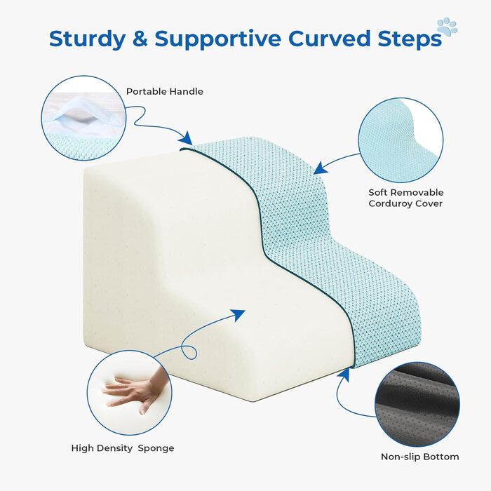 Сходинки для собак та котів, 3 ступені, 40 см, сірі (блакитні), миються, протиковзкі