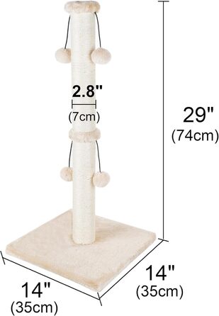 Котячий будиночок Dimaka з натурального сизалю, 73 см, 4 іграшки, для великих котів, бежевий