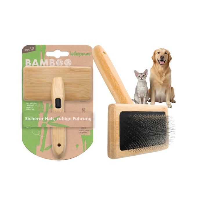 Дерев'яна щітка для собак та котів з довгою та короткою шерстю, для догляду за шерстю, вичісувальна щітка проти підшерстка та ковтунів, ручна щітка для собак з неслизькою ручкою, м'який догляд