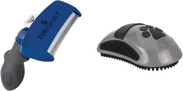 Furminator для собак великих порід з короткою шерстю - щітка для видалення підшерстка та вичісування, сіра, версія 2.0 (з щіткою-стірчиком)