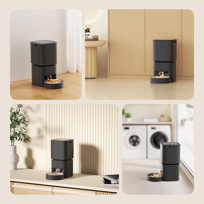 Автомат для годування котів та собак, 5л, чорний. Інтелектуальний диспенсер з програмуванням до 10 прийомів їжі на день