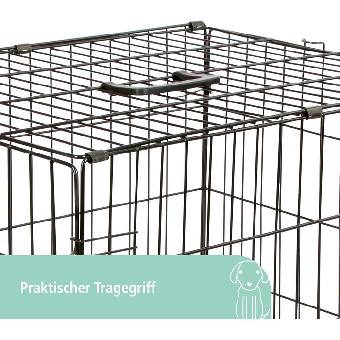 Складана металева транспортна клітка для тварин Kerbl Pet, 63×48×57 см, 1 дверцята, чорна