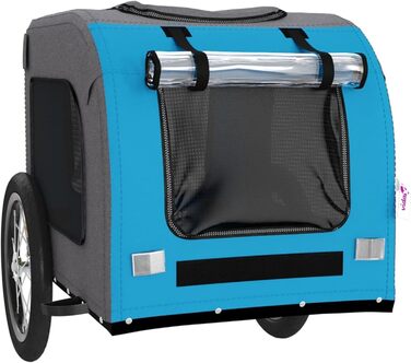 Фургон для собак Gecheer - причіп для велосипеда, переноска для собак, 45 кг, сірий оксфорд, блакитний