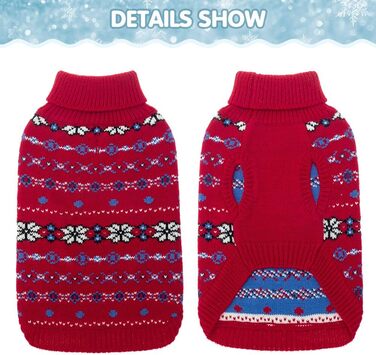 Пуловер для собак BINGPET з мотивом сніжинок, теплий, в'язаний, для собак та котів, зимовий одяг для тварин, розмір S