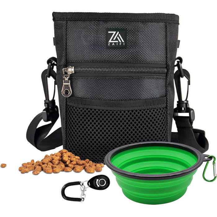 Сумка для ласощів для собак Leckerlibeutel: зручна сумка для цуценят з регульованим ремінцем, кліпсою для пояса, дозатором кульок та кишенями на блискавці та на шнурку