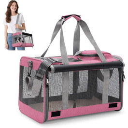 Транспортна сумка для котів та собак до 9 кг ALLSOPETS, дихаюча, для подорожей та до ветеринара (меланж рожевий)