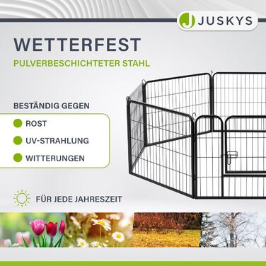 Металевий вольєр для цуценят Juskys - 8-секційний вольєр для собак, кроликів та дрібних тварин (160x160x60 см) з дверцятами