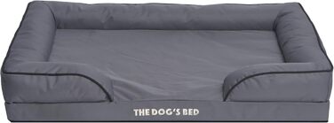 Ортопедичне ліжко для собак з ефектом пам'яті, водонепроникне, велике, сіро-срібне, знімні чохли (XL, сірий з чорним контуром)