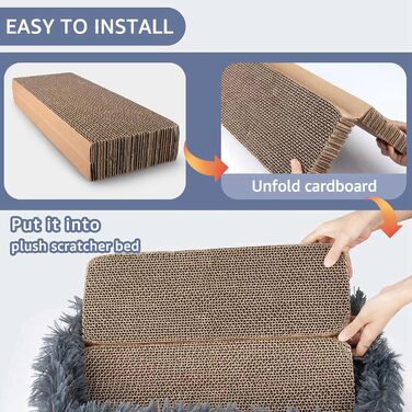 Котячий когтетоп з картону з коробкою, міцний, великий, з фетру, двосторонній, для захисту меблів (44×34×14см, сірий)