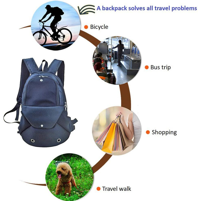 Рюкзак для собак та котів, переноска для тварин, рюкзак-переноска для собак та котів до 4 кг, чорний (для подорожей, хатин та кемпінгу)