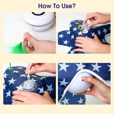 Інтерактивна іграшка для котів PUHOHUN: автоматична мишка з пір'ям, іграшка-палиця з пір'ям, синього кольору