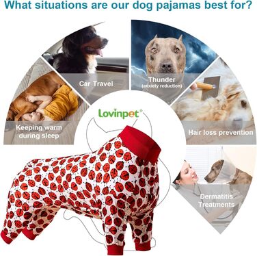 Піжама для великих собак LovinPet, рожевий принт, розмір M (Medium, White Red)