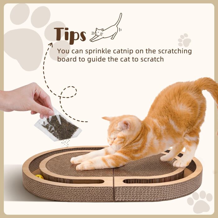 Nobleza Драбина-кіготь для котів велика 2-в-1, розкладна з іграшкою-м'ячиком та котячою м'ятою - високоякісна XXL драбина-кіготь для кількох котів, 60x40 см