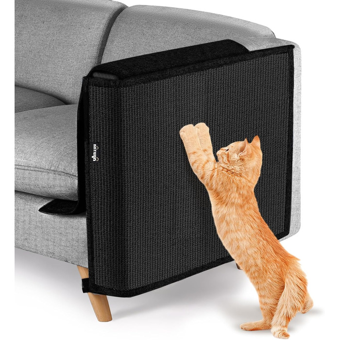 Захист дивану від кігтів котів NATUYA: меблевий захист, легко знімається, не пошкоджує диван (Чорний, Лівий)