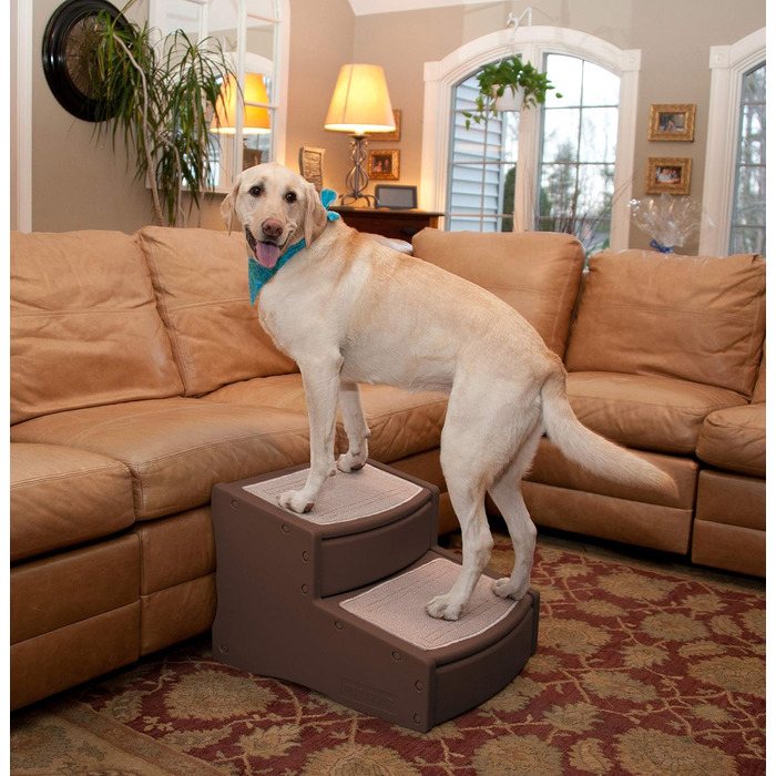 Драбина для тварин Pet Gear Easy Step II, 2 сходинки, екстраширока, до 90 кг, для собак і котів, знімний та миючий килимок, легка збірка, колір еспресо