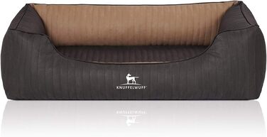 Ортопедичне собаче ліжко Knuffelwuff Outback XXL з лазерного стежчастого штучного шкіряного покриття, 120 x 85 см - Знімний чохол - Легко чистити - для великих, середніх та маленьких собак (Чорний/Капучино)