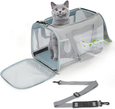 Транспортна сумка Cozary для кота/собаки: переноска для тварин, легка переноска-кошик з знімним підкладкою (44x30x30 см, сіра)
