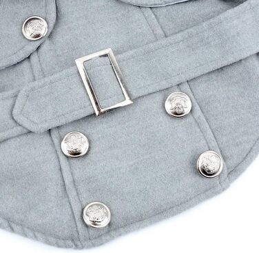 Зунеа Тепла куртка для тварин Pea Coat для цуценят, флісова куртка, жакет для маленьких собак і котів, зимовий парка, вітрозахисний, з штучним хутром, європейський стиль, сірий, великий розмір