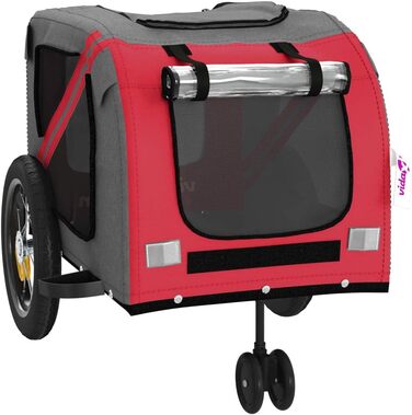 Причіп для велосипеда для собак та інших домашніх тварин. Червоно-чорний, Oxford-тканина, 122x52x53 см