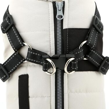 Теплий халат для тварин SMALLLEE_LUCKY_STORE з підкладкою з флісу, спортивна зимова куртка, жилет з повідком, D-подібний кільце, для маленьких собак та котів, світловідбиваючий, на блискавці, з підкладкою, чихуахуа, йоркширський тер'єр, (кремовий, L)