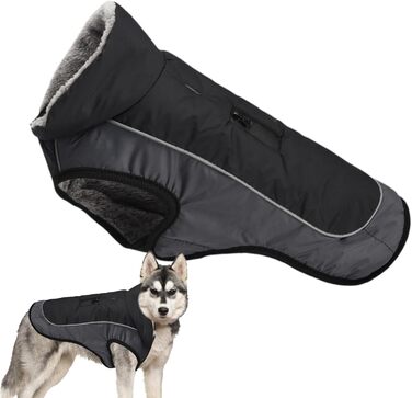 Зимова куртка для собак | Тепла зимова куртка | Відображаюча куртка для собак | Чорна куртка для собак, розмір 2XL