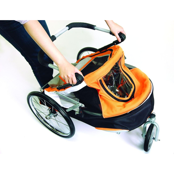 Innopet Sporty: Причіп для собак на велосипед Deluxe чорний/срібний - 2-в-1 (будка та причіп), до 30 кг, з дощем. Включено тягу та з'єднувач.