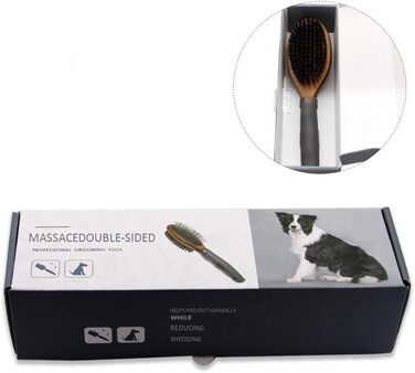 Гребінець для вичісування шерсті собак та котів, дерев'яний, двосторонній, для вичісування та масажу голови