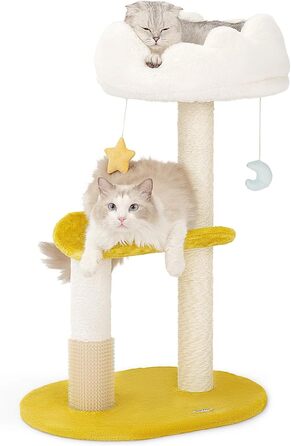 Котячий дряпак Happi N Pets Wolken, 80 см, сучасний триярусний ігровий комплекс для кішок середнього розміру з сизалевою стійкою, м'яким лежаком 40x30 см, знімними та праними подушками