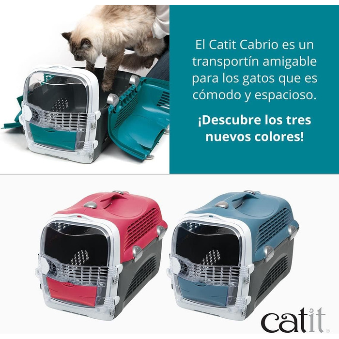 Переноска для котів Catit Cabrio, транспортна коробка, 51×33×35 см, бірюзово-сіра