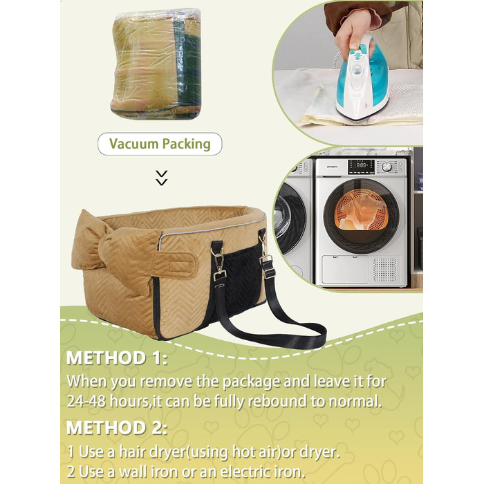 Автокрісло для собак маленьких порід, переноска для собак до 5,9 кг, з м'яким, знімним, миючим подушкою (Колір: Коричневий)