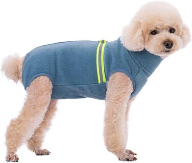 Теплий собачий светр з флісу та світловідбиваючою жилеткою (XXL, Haze Blue)