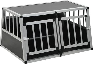 Транспортна переноска для собак Gecheer, складана переноска для великих собак XXL, алюміній та MDF, для безпечного транспортування в авто (89 x 69 x 50 см)