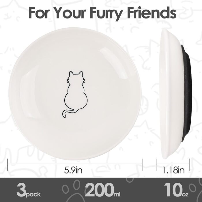 Набір мисок для котів з кераміки (3 шт.) - широкі, зручні, для корму та води