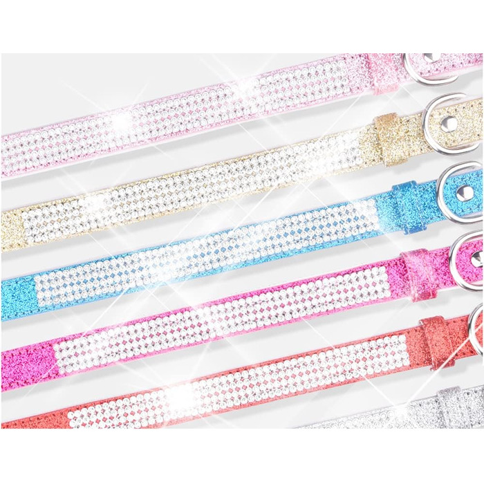 Нашийник для собак Bbmmayy зі стразами, блискучий, з кристалами та діамантами, шкіряний нашийник для маленьких тварин, цуценят (XS, сріблястий)