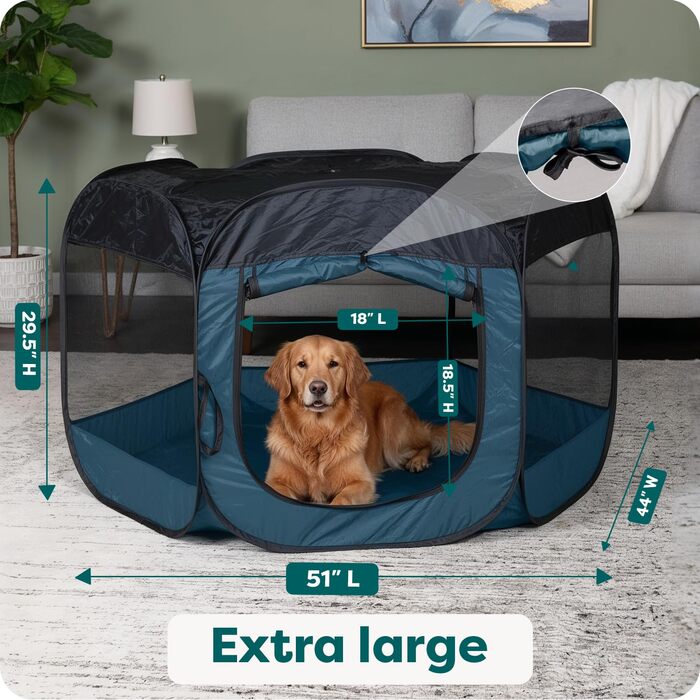 Переносний вольєр для собак та котів Furhaven, складаний ігровий майданчик/вольєр для дому та вулиці з блискавкою, зелений та рожевий, XL зелений/рожевий (Sailor Blue, Extra Large)