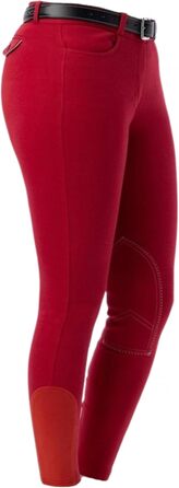 Верхні штани для їзди на конях Riding World Alexandrie для жінок та дітей | Еластичні штани з накладкою на колінах | з кишенями спереду | Легінси для верхової їзди в шести кольорах | Одяг для верхової їзди розмір 104-176 та 32-44, Зелений (38, Червоний)