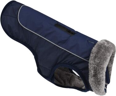 Водонепроникний теплий дощовик для собак з коміром з флісу, з отвором для шлейки, для маленьких, середніх та великих собак, колір: морський, розмір 2XL (Об'єм грудей 75-85 см)