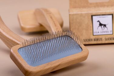 Щітка для шерсті собак LILA LOVES IT (Medium) - з металевими закругленими зубцями, дерев'яна (бук), веганська, для догляду за шерстю