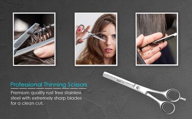 Професійна ножиця для догляду за волоссям, ножиці для стрижки, леза гострого бритви, загальна довжина 16,5 см, з шкіряним чохлом