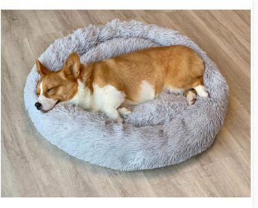 М'яке ліжко для собак та котів великих та екстра-великих порід, круглої форми, плюшеве, біле, 120 см, для дому