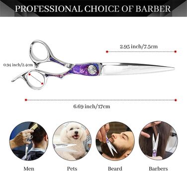 Професійна ножиця для грумінгу собак та котів 6.8 дюймів | Пряма ножиця для догляду за шерстю з регулюванням