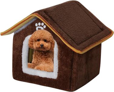 Будка для собак та котів Galatée, зручне лежання, з плюшу, коричнева (M)
