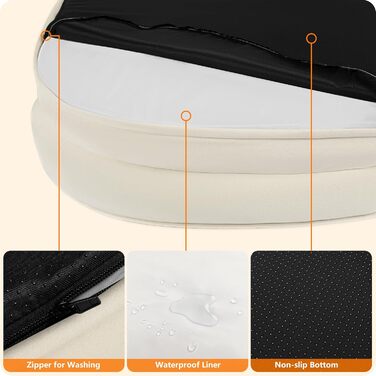 Ортопедичне ліжко для собак, ліжко-софа для собак, подушка з роликом для шиї з чотирьох сторін, неслизьке дно, кошик для собак, знімний та пральний, середні та великі породи собак, 106 x 79 x 17 см, оливковий колір