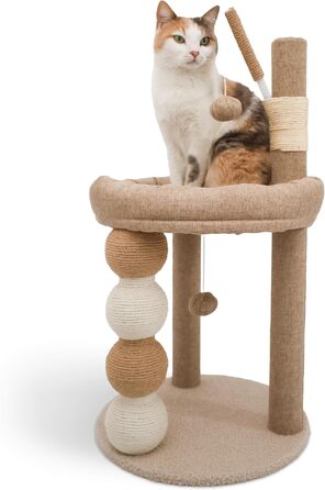 Дерево для котів LINUMA® Бежеве, багатофункціональне, з лежаками та когтеточками
