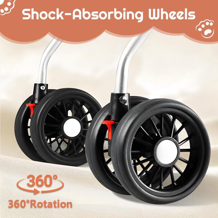 Візок для тварин Simcat: для собак та котів, складний, з поворотними колесами, чорний