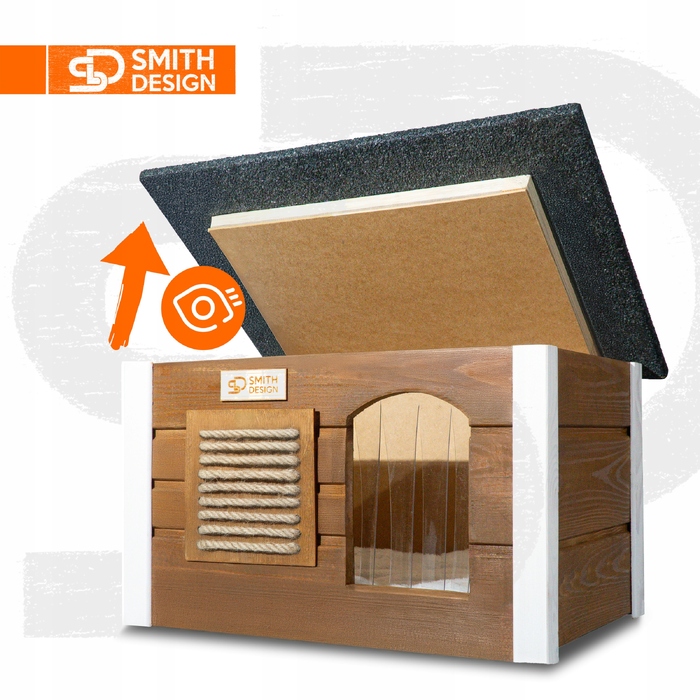Будиночок для кота SMITH DESIGN з когтеточкою, утеплений, коричневий, L 54x39x36 см
