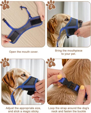 Майка-намордник для собак, м'який Air Mesh, для малих, середніх та великих собак, проти гавкоту та гризіння, дихаючий, можна пити, регульована стрічка, підходить для Німецької вівчарки, Хаскі