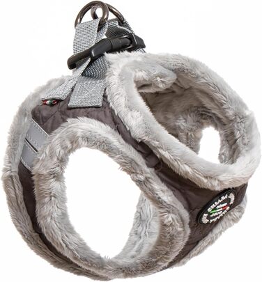 М'який нашийник для собак CHIARA MIA, розмір XL, сірий - водонепроникний, з безпечними світловідбиваючими смугами, регульований на липучці