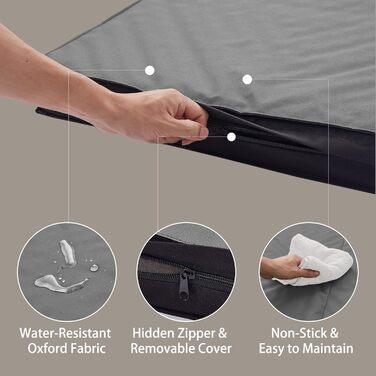 Ортопедичне собаче ліжко для великих собак, вологостійке, знімний чохол, складане, 104.1 см, для будь-якої погоди (Сірий, X-Large)