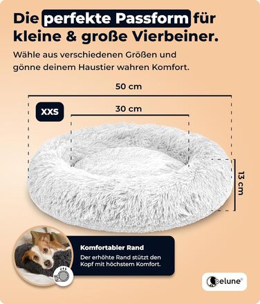 Belune® Лежанка для собак [знімний, пральний чохол] - Оригінал - [XXS, 50 см, Білий] Корзина для собак, ліжко для котів, лежанка для собак, м'яке ліжко для собак великих, середніх та маленьких собак XXS (50 см) Білий